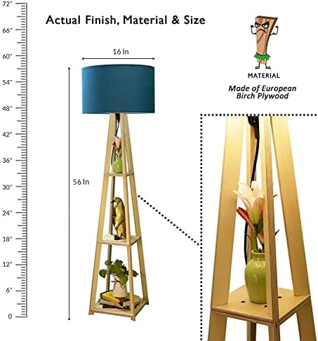מנורת רצפת עץ מסוגננת עם 3 מדף שכבות לעיצוב הבית || סלון || חדר מיטה || חדר לימוד חצובה מנורת